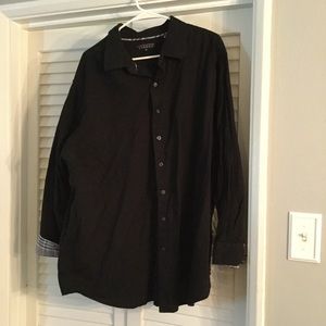 SYNERGY Casual Black Button-down Dress Shirt